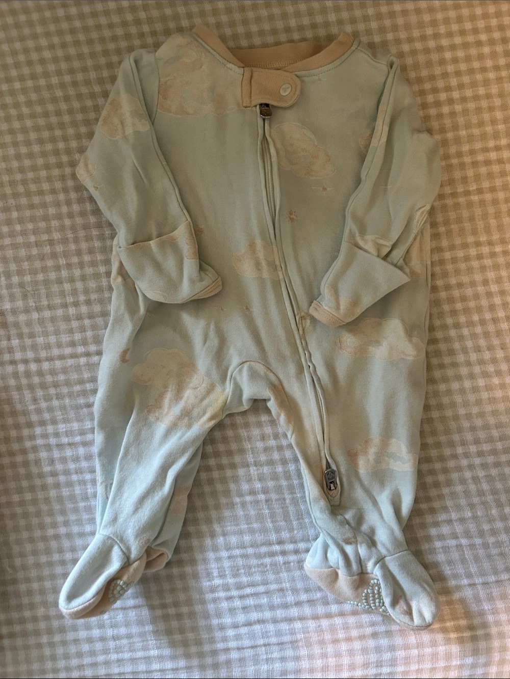Burt’s Bees zip Footie Pajama light blue clouds newborn